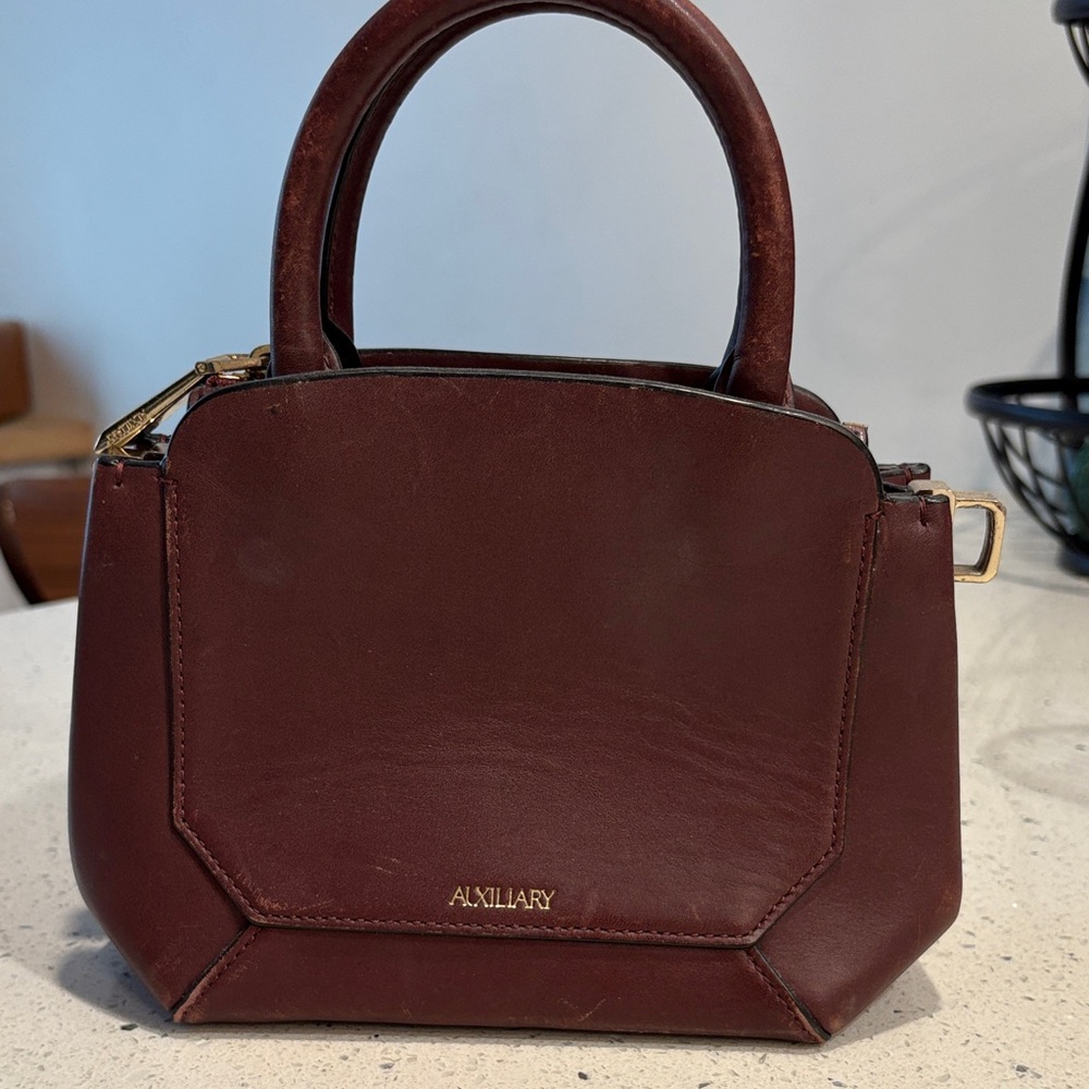AUXILIARY Wine Leather Mini Top-Handle Bag